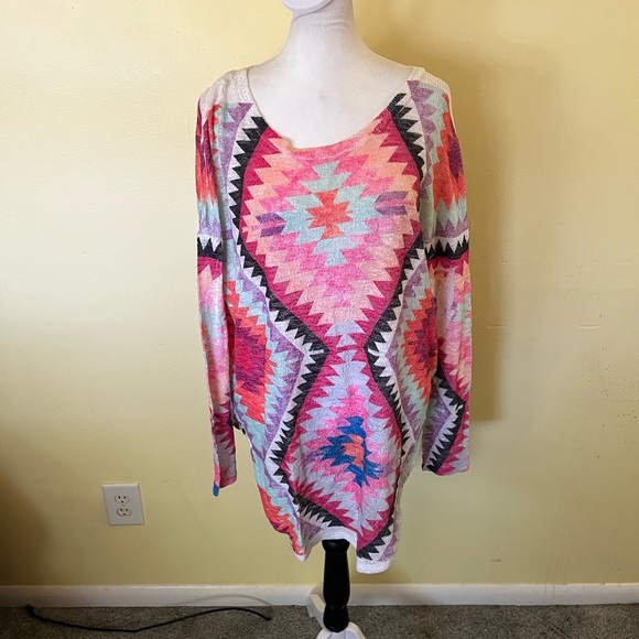 Luna Chic Colorful Geometric Pattern Sweater size medium - Picture 2 of 8